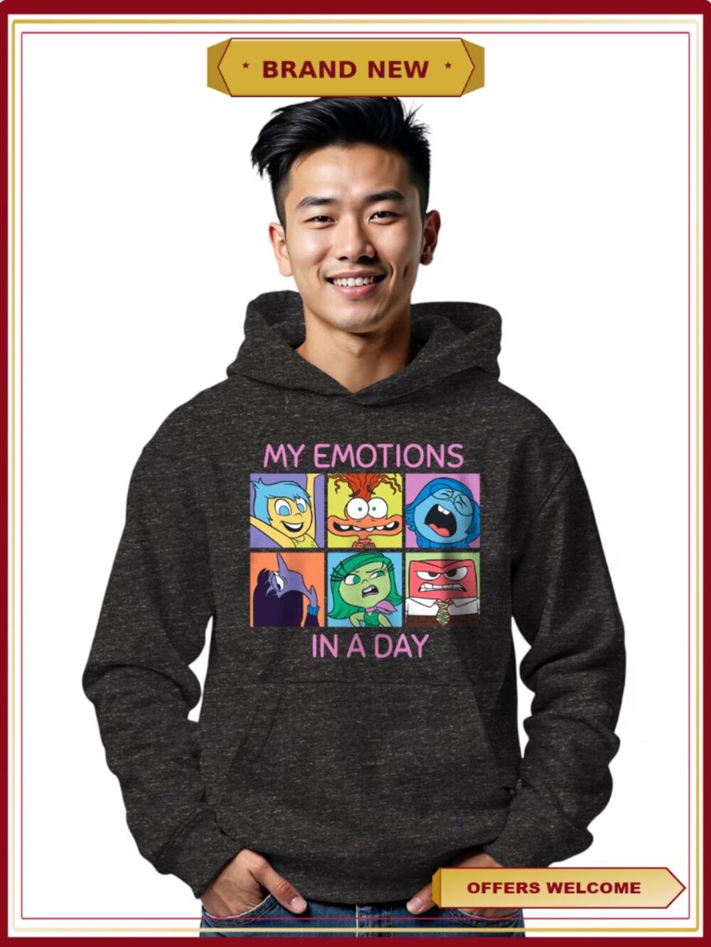 Pixar Inside Out My Emotions Graphic Hoodie Men Big Men Sizes XS-3XL